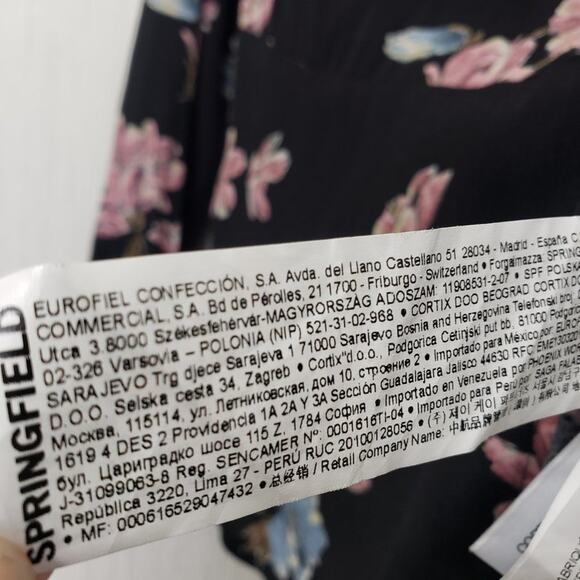 Springfield true wrap floral print v-neck with eyelash lace trim blouse size 6 - Picture 8 of 12